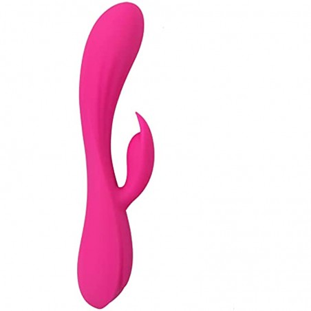 Realistic Rabbit Vibrator for G-spot Clitoris Stimulation, Waterproof Rechargeable Dildo Vibrator with 10 Strong Vibrations Dual Motor Stimulator for Adult Women Solo or Couple Fun-Rose Red