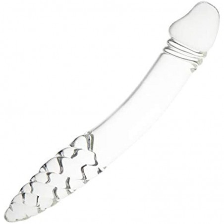 Glass Dildo, Crystal Double-Ended Penis Pleasure  with Spiral Texture and Vivid Glans Anal Butt Plug for G-spot Stimulation