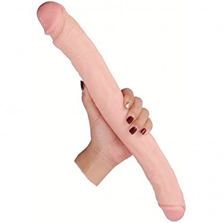 Realistic Double-Ended Dildo Adult Toy Lesbian, 14.96 Inch Double Sided Dildos for Women, Waterproof Flexible Double Dong with Curved Shaft for Vaginal G-spot and Anal Play (Peter's Dick)