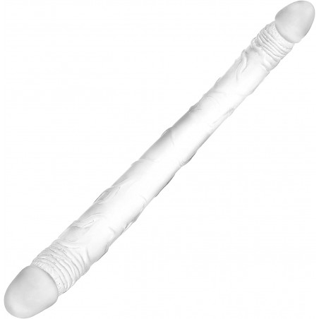 12.4*1.4 inches Double Dildo Crystal Jelly Realistic Anal Long Dildo Penis Soft and Flexible with Veins and Glans Adult Sex Toys for Women/Men/Lesbian