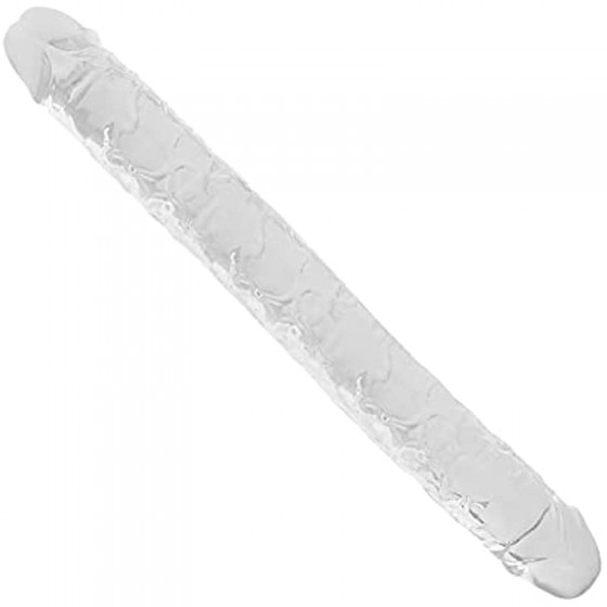 11.8x1.3 in Double Dildo,Flexible Realistic Jelly Dildo for Lesbian Female Masturbation, Clear, S