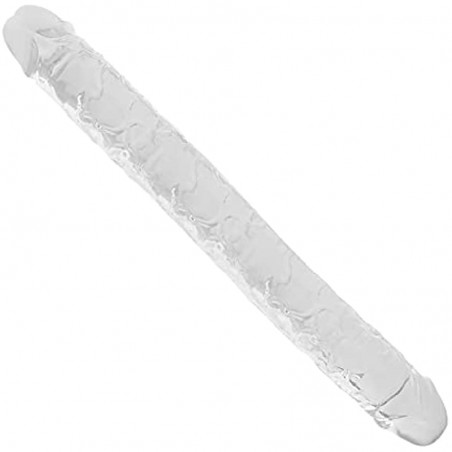 11.8x1.3 in Double Dildo,Flexible Realistic Jelly Dildo for Lesbian Female Masturbation, Clear, S