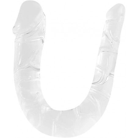 Double Ended Realistic Dildo, Flexible Clear Jelly Dildos for Lesbian, Anal G-spot Stimulator Sex Toys for Women Men Couple(M)