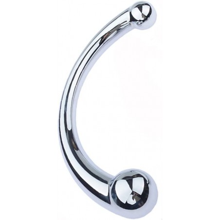 Uleade G-spot Massage Double-Ended Dildo, Stimulate Fetish Anal Plug Dildo Metal Curved Dual Ended Masturbation Sex Toy for Couple, Large