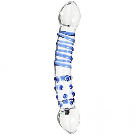 Remeonight 7.1" Double Ended Glass  Dildo Crystal Penis Female Masturbation Anal Butt Plug