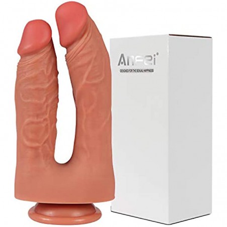Realistic Double Dildos, Dual Layer Silicone Adult Toys with Suction Cup, Sex Toys for Masturbation