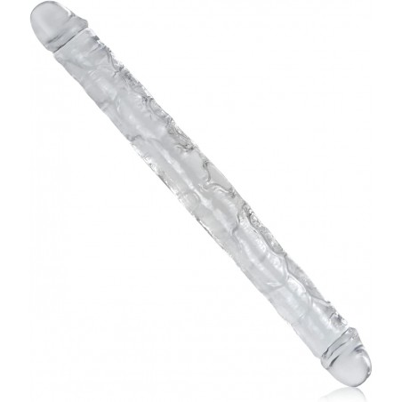 Double-Ended Double Head Simulation Dildo Transparent Crystal Anal Sex Toy Vulva-anal Universal Orgasm Masturbation Device Suitable for Lesbian and Gay Couples 15in