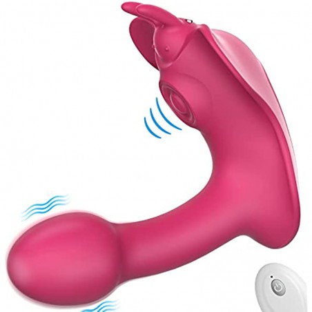 Dual-Action Remote Wearable Vibrator - MEANINS Sophia, G Spot Vibrator with Vibrating & Flapping Modes, Vibrating G Spot Dildo, Sex Toys for Women's Sex Pleasure, Rose Red