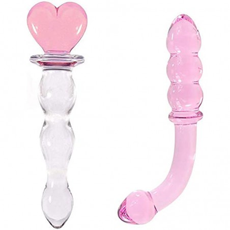 Glass Dildo Pleasure  for Women Double Ended Butt Plug Anal Beads