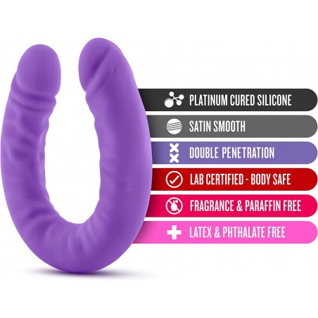6k Ruse - 18 Inch Long - Soft Body Safe Puria Silicone Double Dong - Slim 1.5" Curved Dildo - with Ultrasilk for A Satiny Feel - Pleasure for Men Women Couples - Purple