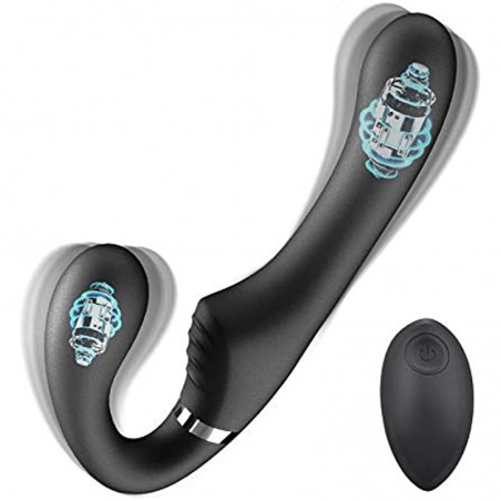 Double-Headed Vibrator with 10 Vibration Modes, Female Clitoris stimulates Adult G-spot Dildo Massager, with Remote Control (Black)