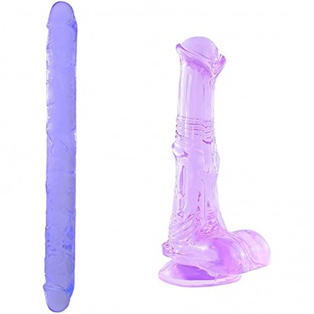 15.4 inch Super Long Double Ended Dildo+ 9 inch Purple Horse Dildo Sex Toys