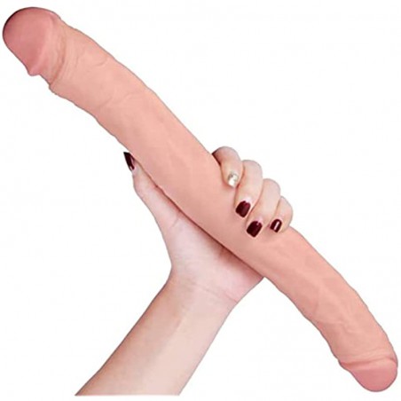 14.96 Inch Double-Ended Dildo & 10 Inch Realistic Dildo with Suction Cup Flexible Double Dong with Curved Shaft for Vaginal G-spot and Anal Play
