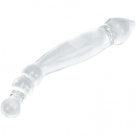 Remeonight 9" Large Glass Dildo Big Crystal Penis Masturbator G-spot Stimulator with Anal Bead Butt Plug