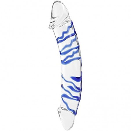Double Ended Glass Dildo for Anal Vagina for Women,Big Realistic Crystal Penis with Raised Spiral Texture for G-spot Stimulator Double Head Dong