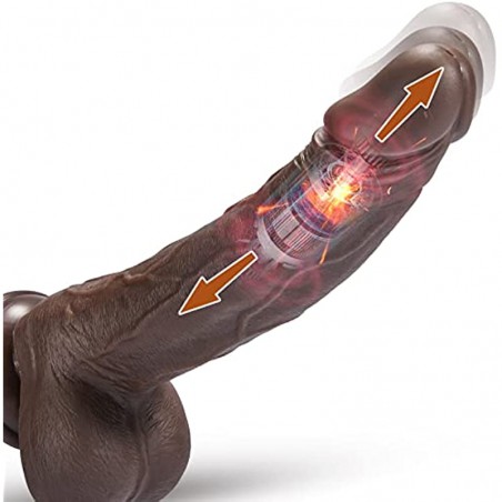 Thrusting Dildo Vibrator Sex Toy with 5 Powerful Thrusting Speeds&10 Vibrations, Black Realistic Vibrating Dildos for G-spot and Anal Stimulation, Lubisey Thick Vibrating Dildo for Women Masturbation