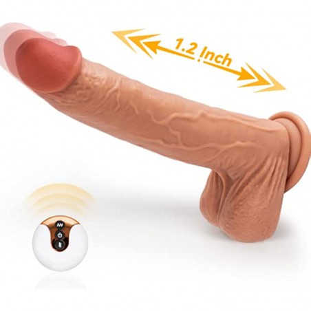 9.5" Thrusting Dildo Vibrator for Women - Huge Realistic Vibrating Dildo with 5 Thrusting Swing Modes 7 Vibrations, Strap On Dildo with Suction Cup for Clit G Spot Anal Stimulation, Adult Sex Toys