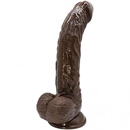 Huge Black Realistic Dildo with Strong Suction Cup Adult Sex Toys for Women Men, 9 Inch Big Soft Silicone Flexible  Dildos with Curved Shaft and Balls for Vaginal G spot and Anal Play