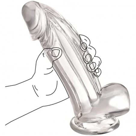 8.7 Inch Realistic Dildo,Clear Dildo,Big Thick Penis with Strong Suction Cup for Hands-Free Play,Body-Safe Material Anal Dildo for Vaginal G-Spot Stimulator,Adult Sex Toy for Women and Men(L)