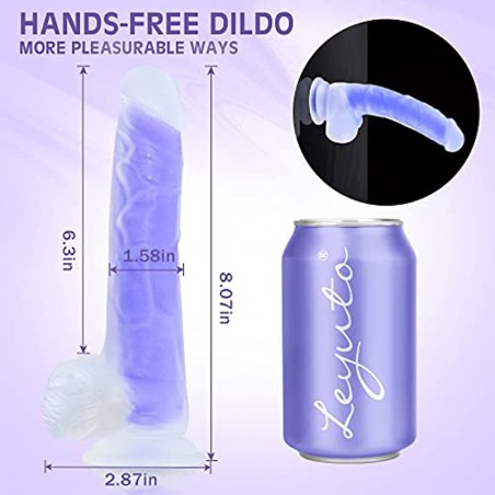 Luminous Realistic Dildo G-Spot Stimulator, 8"Silicone  Dildo with Strong Suction Cup Flexible for Vaginal Anal Play Sex Toys for Adults