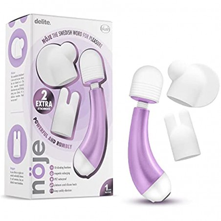 6k Noje Delite - Mini Vibrator Massage  - Rumble Tech Powered 10 Vibrating Functions - 3 Silicone Attachments for Unique 