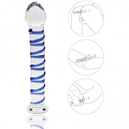 Glass Dildo, 7.67 inch Crystal Anal Butt Plug Unisex Pleasure  for Men Women