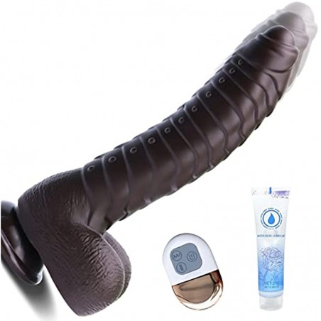 Bukinler Thrusting Dildo Vibrator, Heating Telescopic Fantasy with 3 Thrusting 5 Vibrating Modes for G Spot Clitoral Anal Stimulation, 8.68" Silicone Adult Sex Toy with The Remote Control for Couple