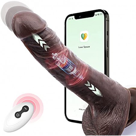 APP Black Realistic Thrusting Vibrating Dildo Vibrator Adult Sex Toys for Women, 8.5 inch Multiple Modes Strong Suction Cup Silicone Dildo for G Spot Anal Stimulation, Sex Accessories for Adults