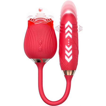 Rose Toy Vibrator for Woman,Clitoral Stimulator Licking Thrusting G Spot Dildo Vibrator with 10 Modes,Rose Adult Sex Toys Games,Vaginal Anal Nipple Toys -YX4