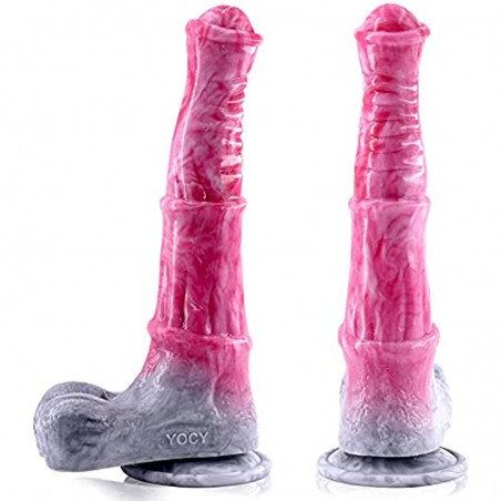 Realistic Horse Dildo 9.6 inch Long Pink Silicone Dildos with Suction,  Animal Dildo Anal Plug Adult Toy for Beginners and Couples