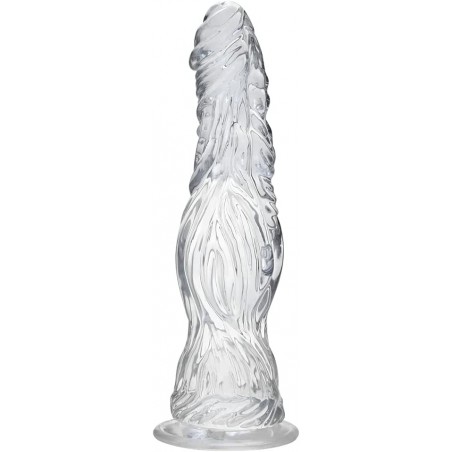 Transparent Dildo Vaginal G-spot Massage Adult Toy Prostate Intense Stimulation Anal Plug Novel Alien Beast Penis Shape Sex Toy Vein Texture Dildo with Strong Suction Cup (10 inch) (M)