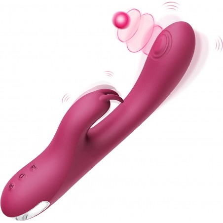G-Spot Dildos and Clitoral Vibrator Rechargeable with 10 Vibration Modes and 3 Teasing Percussive Modes - Bunny Dildo for Intense Vaginal Orgasm and Clitoral Stimulation