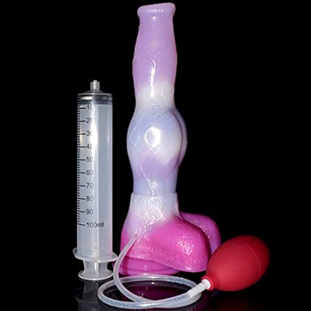 Dog Squirting Dildo with Suction Cups Hands-Free Animal Knotted Ejaculating Dildo Waterproof Women Adult Sex Toys