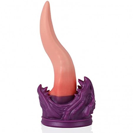 Nothosaur「Ladon's Tongue」7.9 inch Realistic Platinum Silicone Dildo Strong Suction Cup Ultra Soft  Thick Anal Dildo with Curved Shaft Throat Trainer