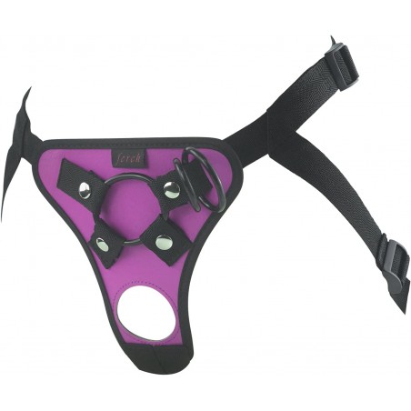 Adjustable Strap On Dildo Harness, Ferch Double Hole Pegging Harness Leather Soft Ring Belt for Male (Black)