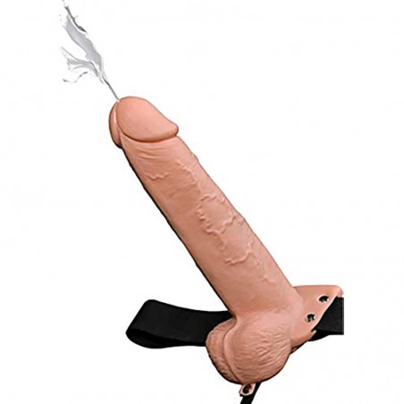 Products Fetish Fantasy Series 9" Hollow Squirting Strap-on with Balls, Flesh