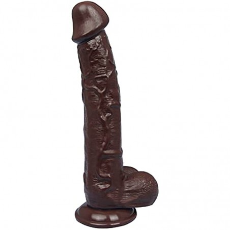 10 inch Realistic Dildos, Big  Huge Penis with Strong Suction Cup for Hand-Free Play Vagina G-spot Anal Simulate, Brown Black Cock Adult Sexy Toy for Men Women Female Couples Masturbate