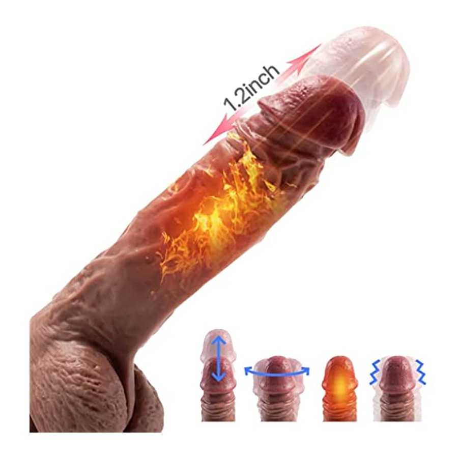 Realistic Thrusting Dildo Vibrator Sex Toy for Women, G-spot Vibrating Dildo with 360° Rotation&Heating,Big Telescopic Dildos wi
