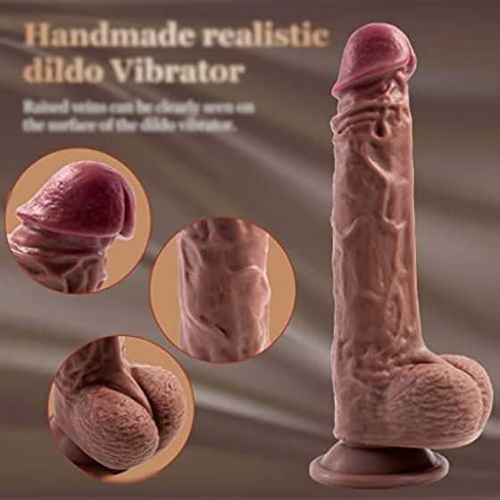 Realistic Thrusting Dildo Vibrator Sex Toy for Women, G-spot Vibrating Dildo with 360° Rotation&Heating,Big Telescopic Dildos wi