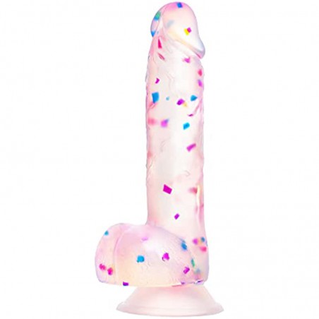 7.6 Confetti Dildo Realistic Clear Silicone Suction Cup Aldut Sex Toy，Human Safety Material, Suitable for Women/Men/Gay, Adult Toys for Women or Beginer