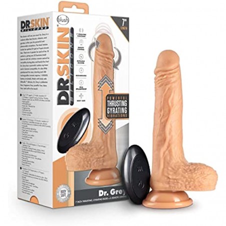 6k Silicone  Grey- 7 Inch Thrusting Rotating 50 Vibration Settings Dildo - Satin Smooth 1.5" Realistic Shaft - Strap On Co