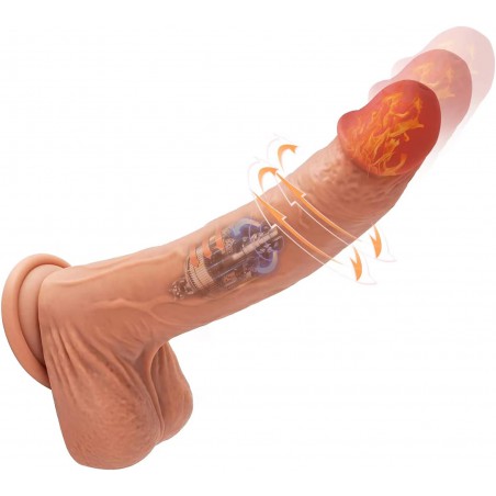 Thrusting Vibrator Dildo for Women,8.5" Realistic Heating Vibrating Dildo Thruster Throat Trainer, Silicone Suction Cup Dildo Sex Toy for Men Anal Play 5 Thrusts & Rotations 7 Vibrations