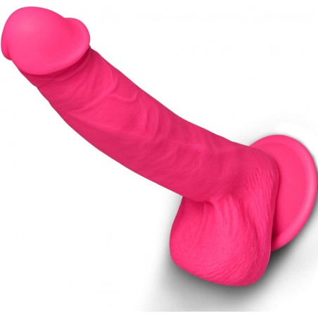 9.5 Inch Realistic Dildo, Dual Density Liquid Silicone  Penis with Strong Suction Cup for Hands-Free Play Flexible Cock Harness Strap-on Compatible Sex Toys for Vaginal and Anal Play (Pink)