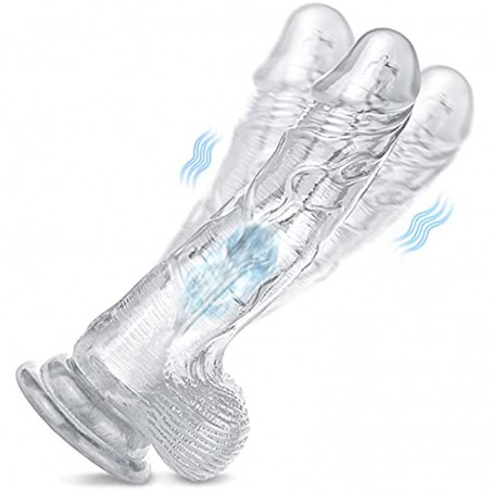 Realistic Dildo for Women Sex Toy,10 Wobble& Vibrations Clear Realistic Vibrator,with Strong Suction Cup,for Hands-Free,for Vaginal G-spot and Anal Masturbation Adult Toys for Women