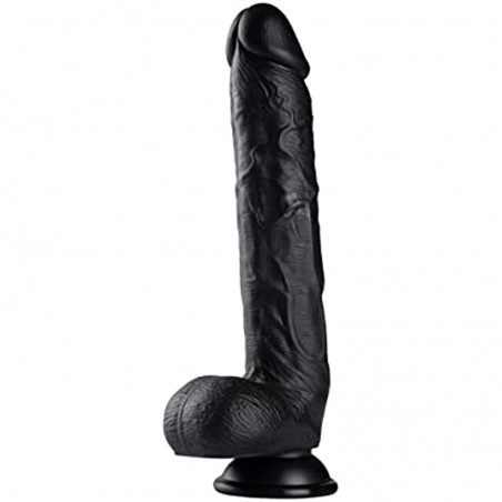 Realistic Dildos Feels Like Skin, 10 Inch Soft Dildo with Suction Cup for Hands-Free Play, Body-Safe Material and Adult Sex Toys for Women(Black)