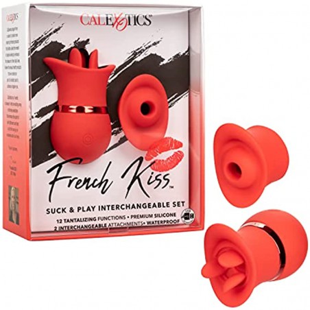  French Kiss Suck and Play Interchangeable Set - Premium Rechargeable Travel Size Suction Vibrator - Luxury Adult Sex 