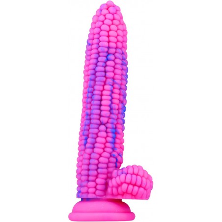 Monster Dildo Colourful Big Grain Corn Adult Sex Toy with Strong Suction Cup 8 Inch Flexible Soft Vegetable Dildos - Pink