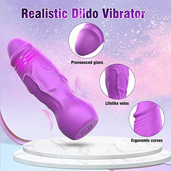 2-Piece Small Dildo Bullet Vibrator -Purple &Brown Adult Sex Toys for Women Pleasure | Mini Realistic Dildo Vibrators for Her