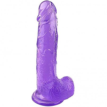 8 Inches Realistic Dildo with Suction Cup Adult Sex Toy Flexible Dildo with Curved Shaft and Ball Soft Dildo Big Cock 3D Textured Penis Thick Dong for Vagina Clit Stimulation for Women (Purple)