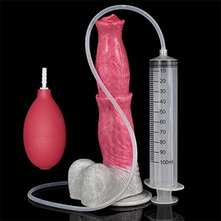 Big Realistic Animal Dildo 9.64'', Ejaculating Horse Dildo, Silicone Squirting Dildo with Suction Cup, Flexible Dildo Anal Plug, Adult Sex Toys (Red)